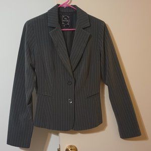 EUC ~ My Michelle Gray Blazer with Thin White Pinstripes (Size: Large)